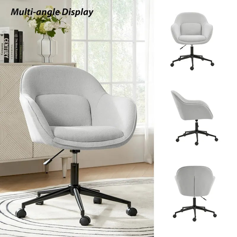 Victoria Curved Backrest 0ffice Chair Rotatable With Casters And Metal Base by HULALA HOME