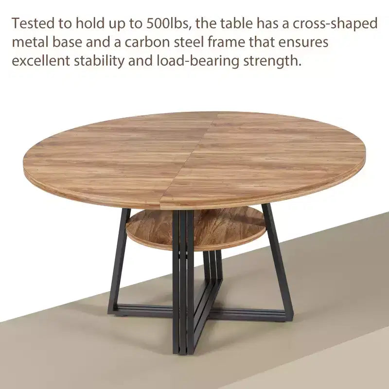47 Round Dining Table for 4, Kitchen Dining Room Circle Dinner Pedestal Table, Space Saving Wood Kitchen & Dining Room Furniture