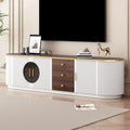 70.8 Floor Curved Storage TV Stand with 3 Drawers 3-Door Decorative TV Cabinet for TVs up to 80 Media Console Table
