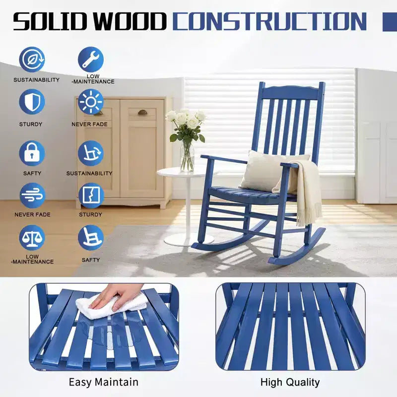 Karl Home | 24-Inch Solid Wood Patio Rocking Chair
