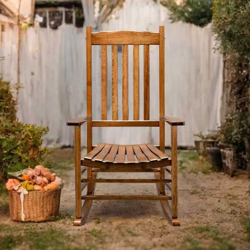 Karl Home | 24-Inch Solid Wood Patio Rocking Chair