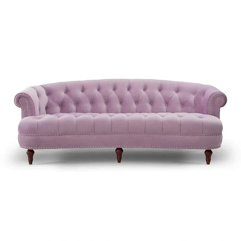 La Rosa 84 Mid-Century Modern Velvet Upholstered Chesterfield Tufted Sofa