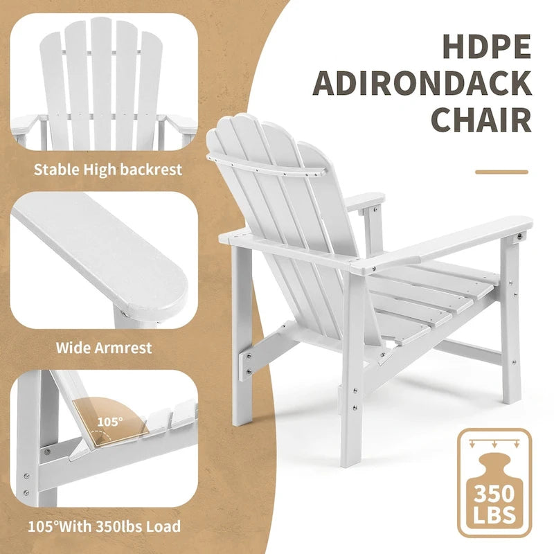 Vrakae 6 Pcs Patio HDPE All-Weather Stacking Adirondack Chair