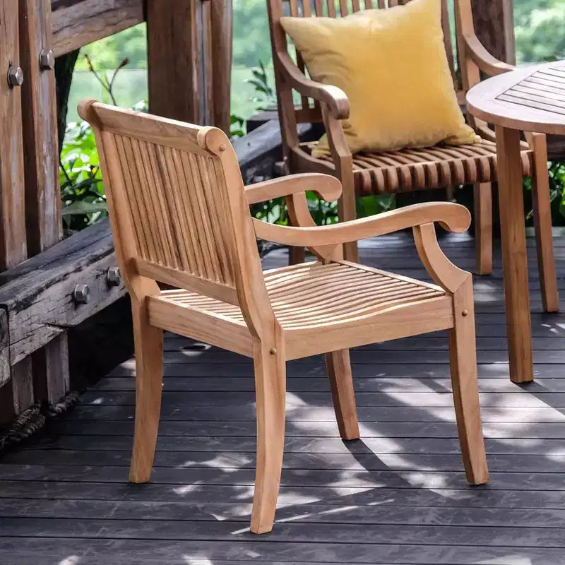 Sonoma Lane Rockport Teak Wood Outdoor Dining Chair Beige - Weather-Resistant with Foam Cushion