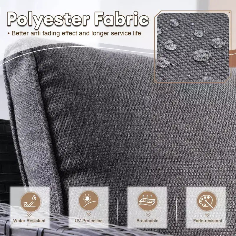 Ovios Tampa 8pc Wicker Outdoor Patio Furniture Conversation Sofa Set with Swivel Chairs and Cushions