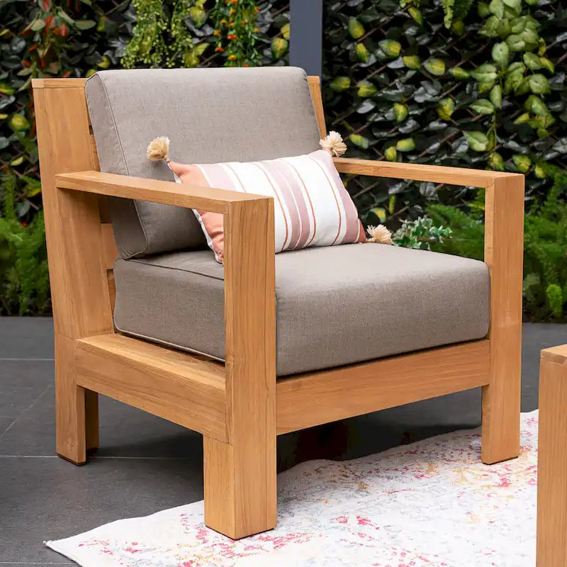 Cambridge Casual Logan 5-Piece Teak Patio Conversation Set with Sunbrella Cushion